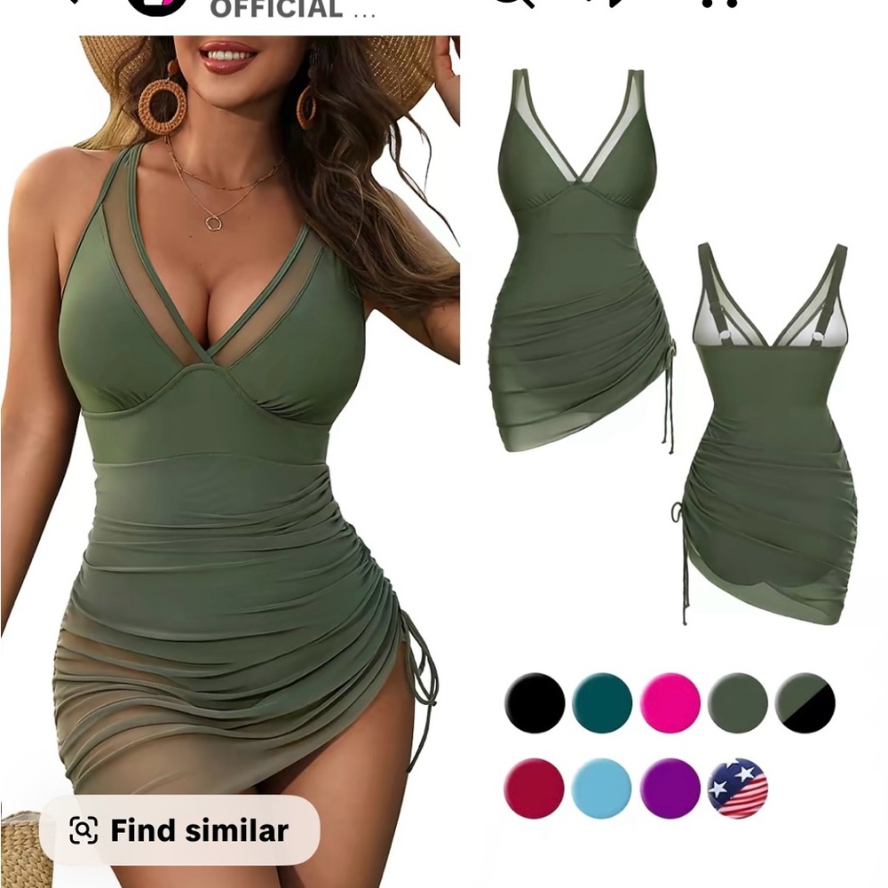 Blooming Jelly Olive Green One Piece Swimsuit